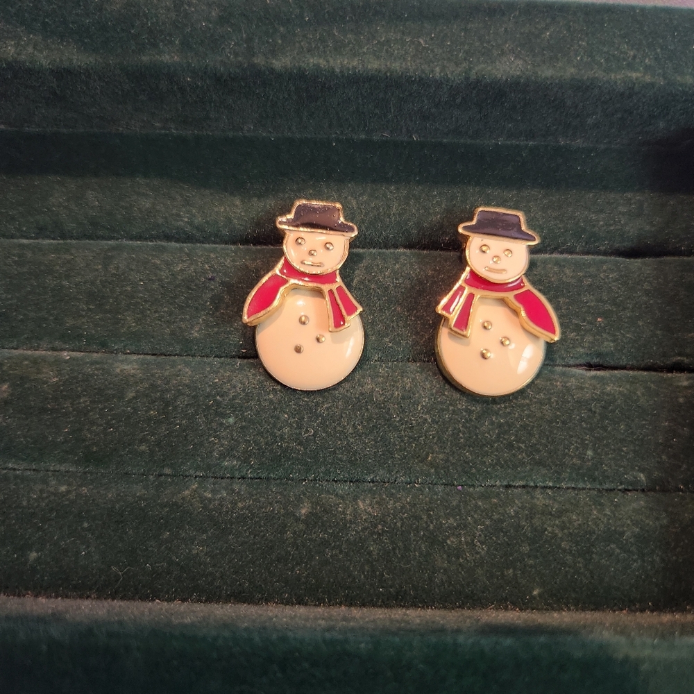 Vintage Avon Snowman Christmas Earrings